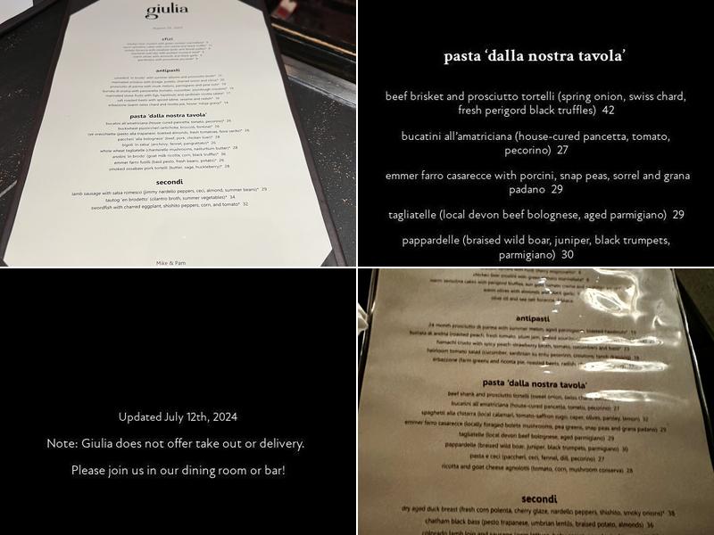 Giulia Menu