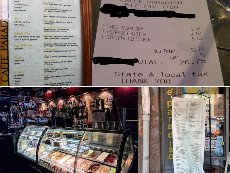 Caffè Paradiso Menu