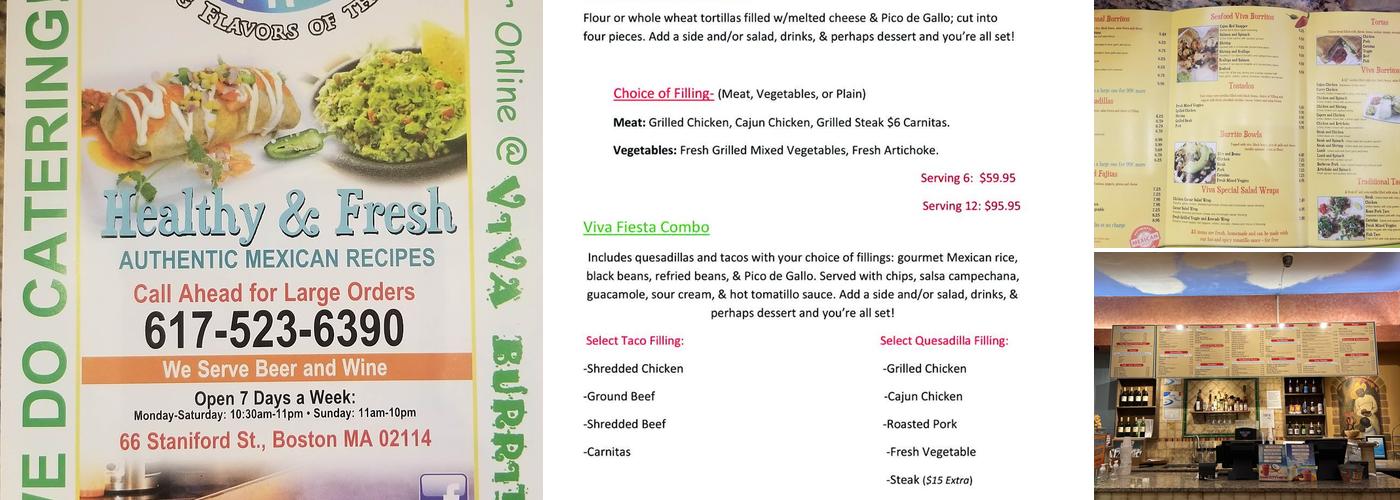 Viva Burrito Menu
