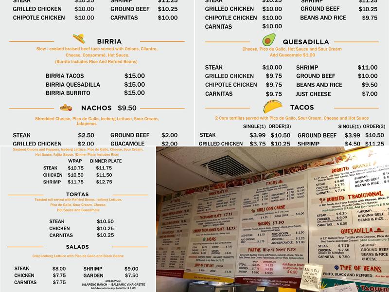 Maria's Taqueria Menu