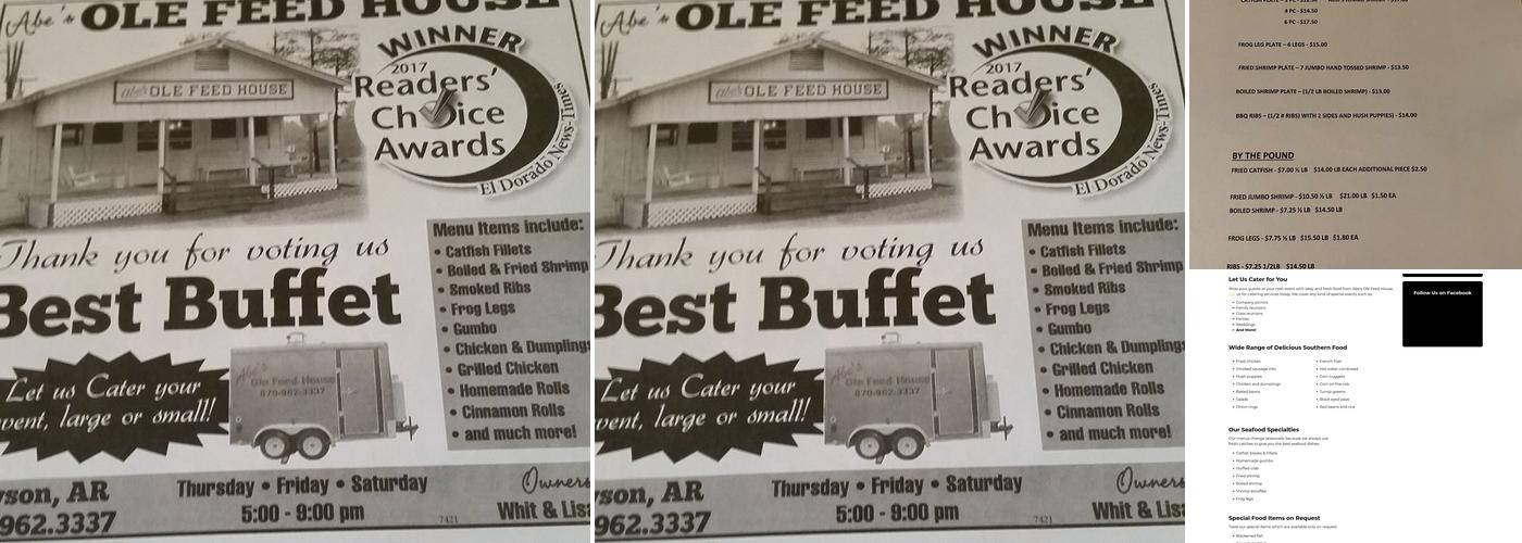 Abe's Ole Feed House Menu