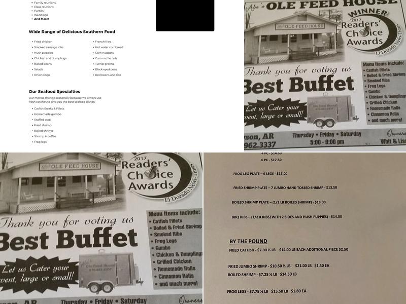 Abe's Ole Feed House Menu