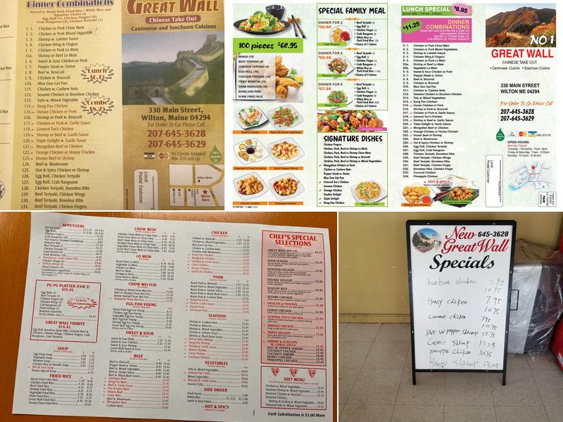 New Great Wall 新長城 Menu