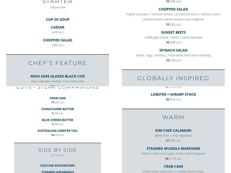Chart House Menu