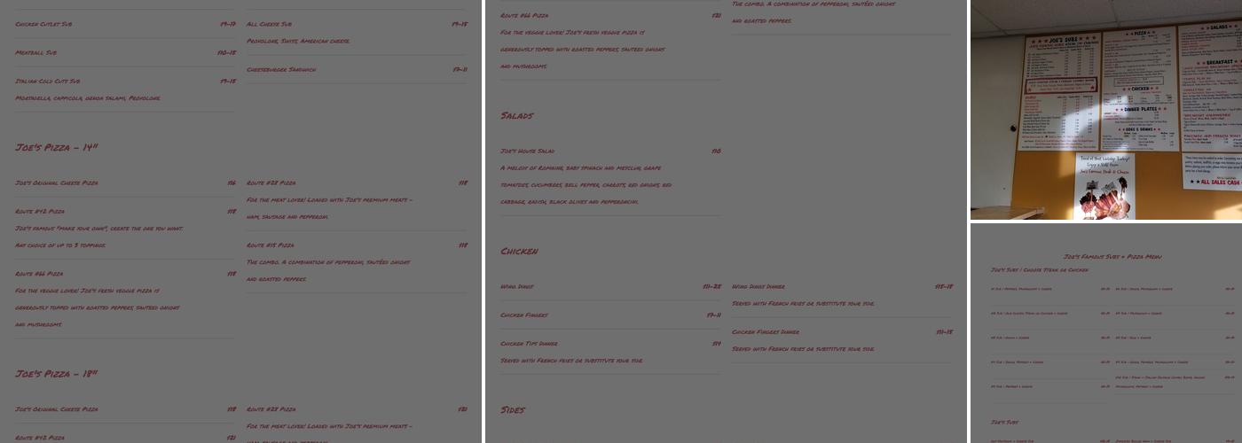 Joe's Famous Subs & Pizza Menu