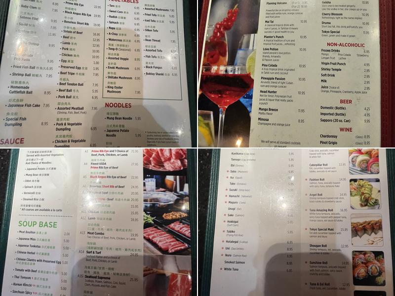 Tokyo Japanese Steak House Menu