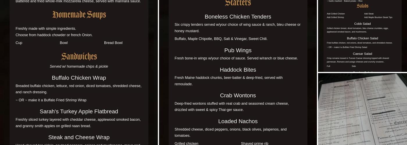 Old Mill Pub Menu
