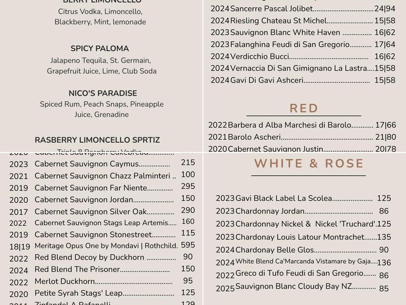 Strega Menu