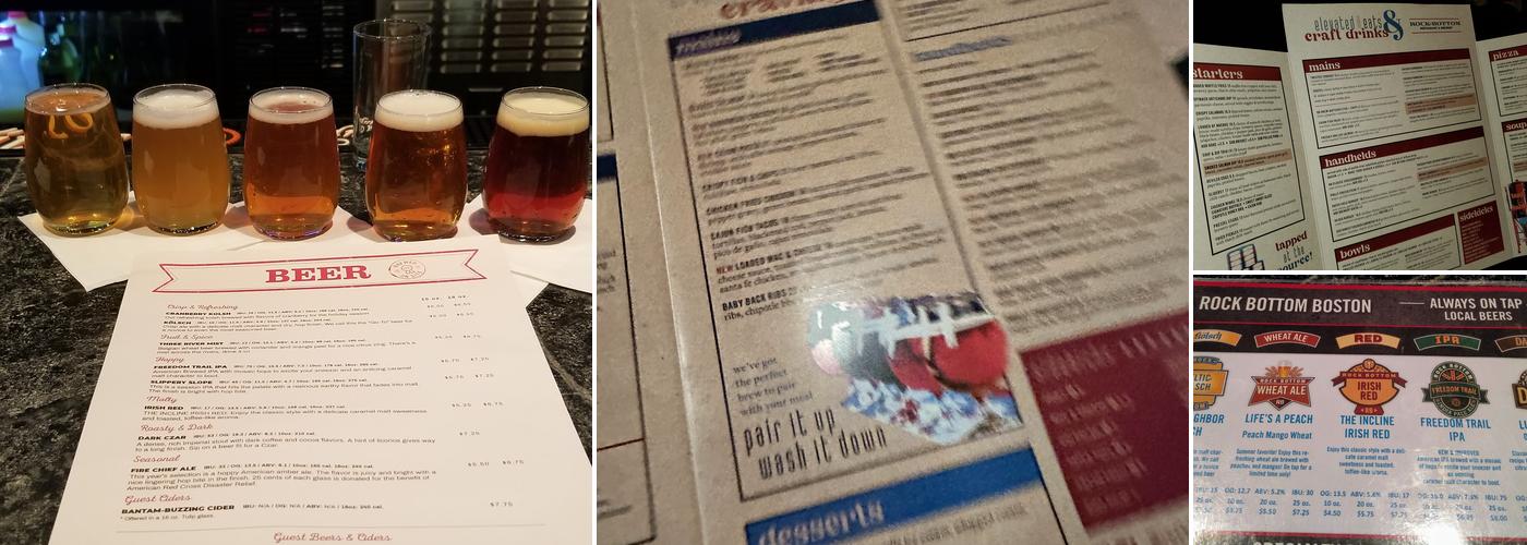 Rock Bottom Restaurant & Brewery Menu