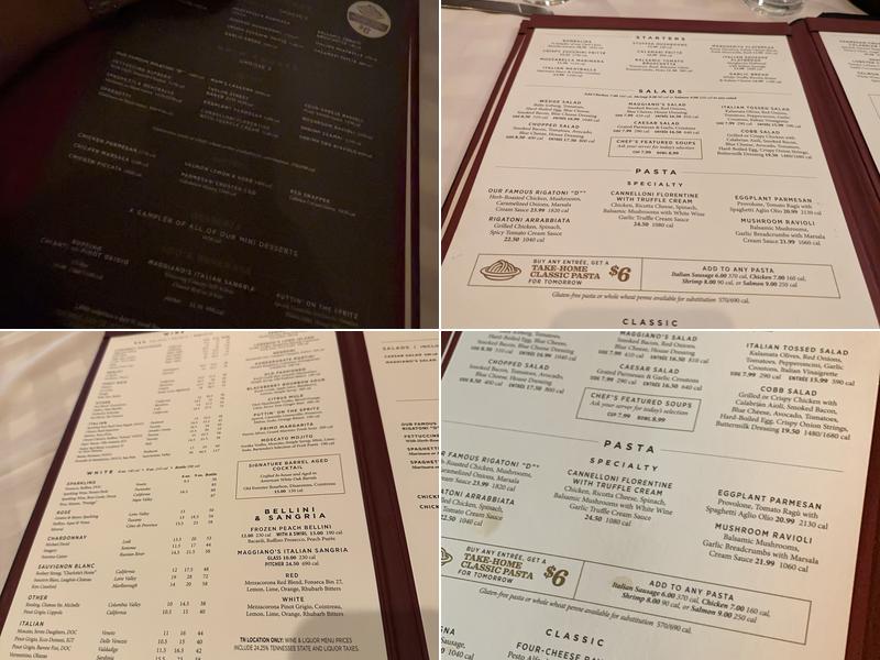Maggiano's Little Italy Menu
