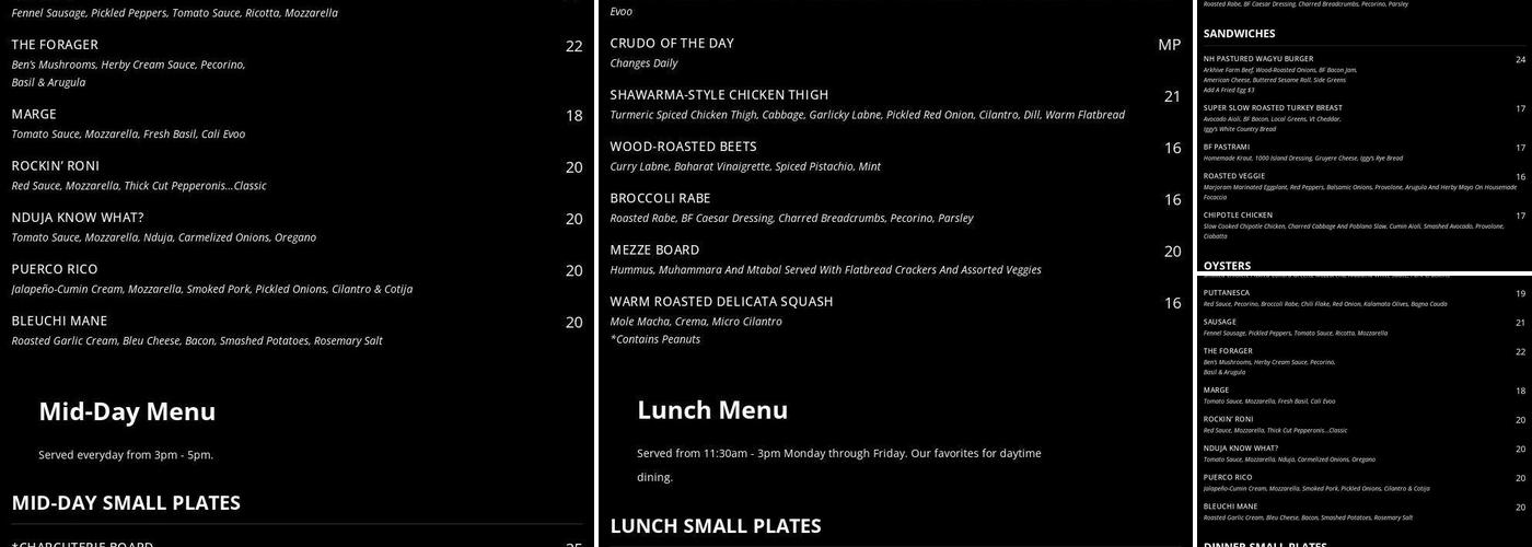 Brewer's Fork Menu