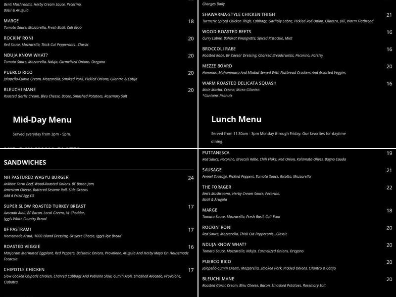 Brewer's Fork Menu
