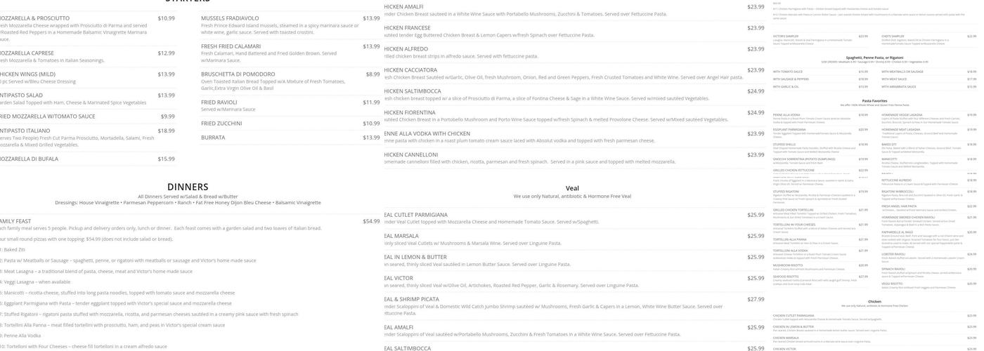 Sal's By Victor Menu