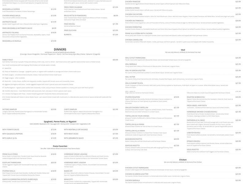 Sal's By Victor Menu