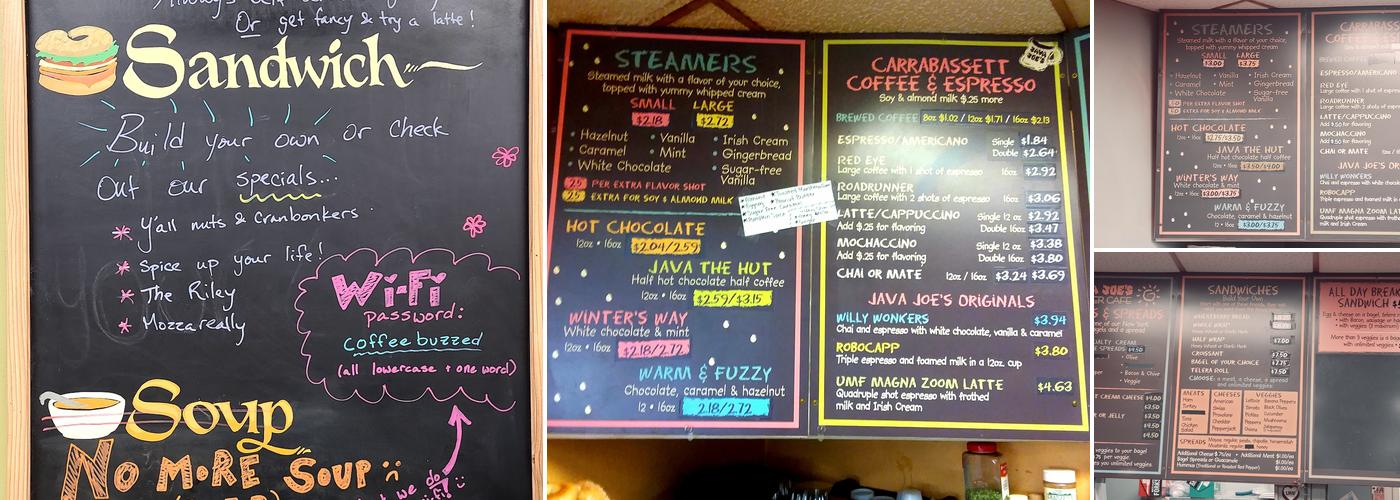 Java Joe's Corner Cafe Menu