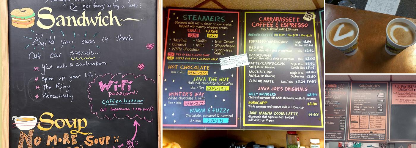 Java Joe's Corner Cafe Menu