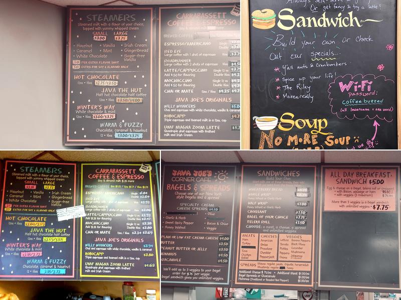 Java Joe's Corner Cafe Menu