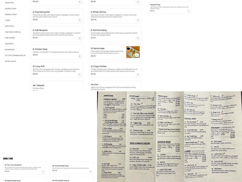 Thai Smile & sushi restaurant Menu