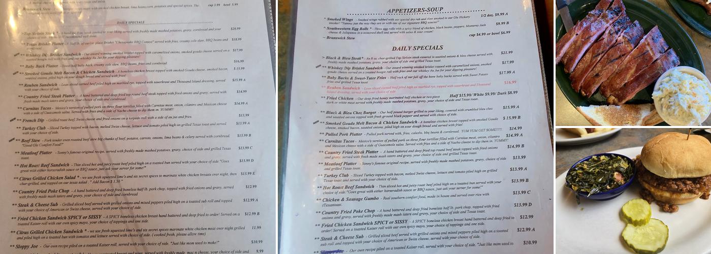 Texas Ribs & BBQ Menu