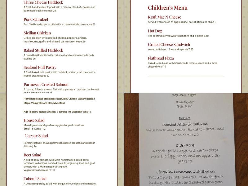 Longfellow's Restaurant Menu