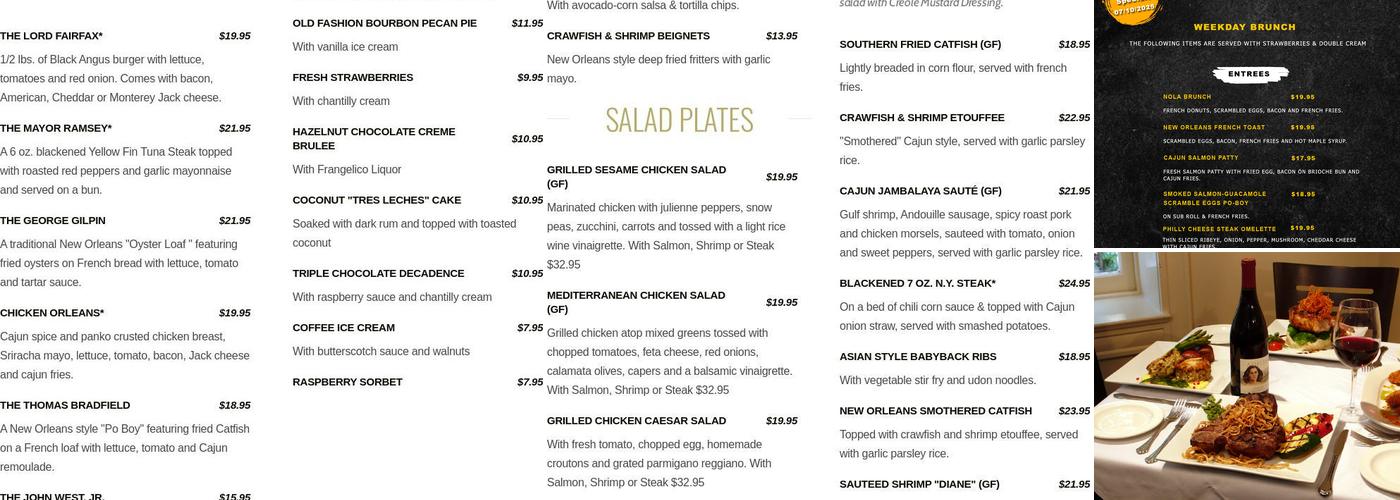 The Warehouse Menu