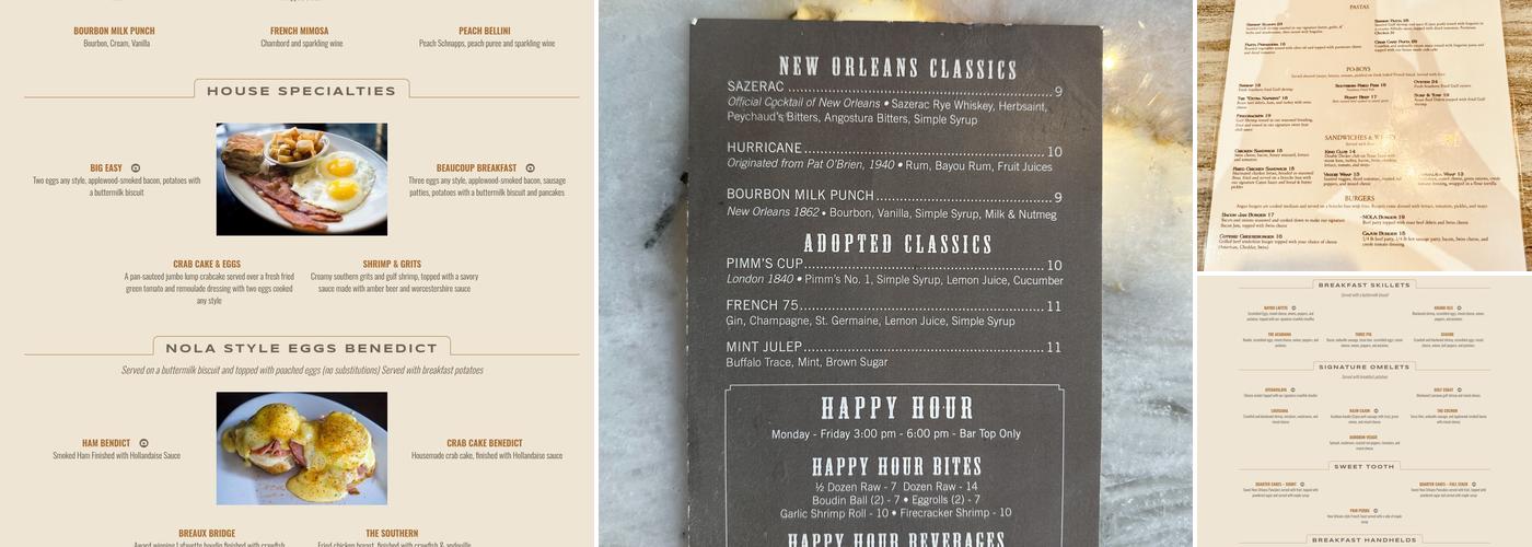 Coterie Restaurant & Oyster Bar Menu