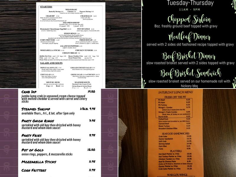 Wargo's Restaurant & Tavern Menu