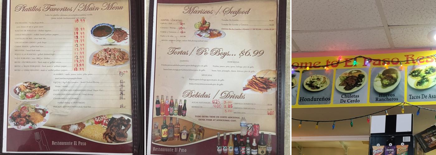 El Paso Restaurant Menu