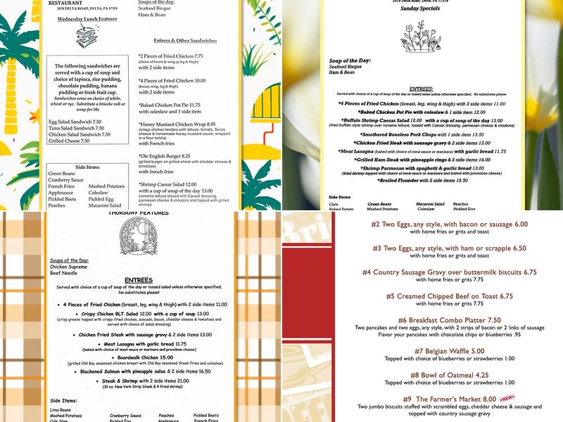 Delta Family Restaurant Menu