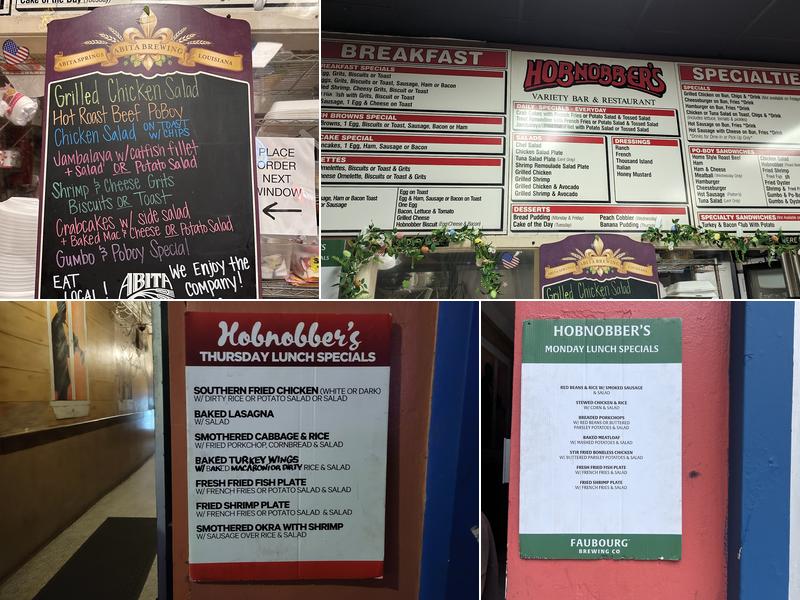 Hobnobber's Variety Bar & Restaurant Menu