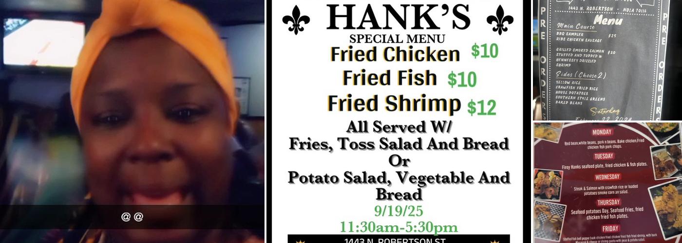 Hank's Bar Menu