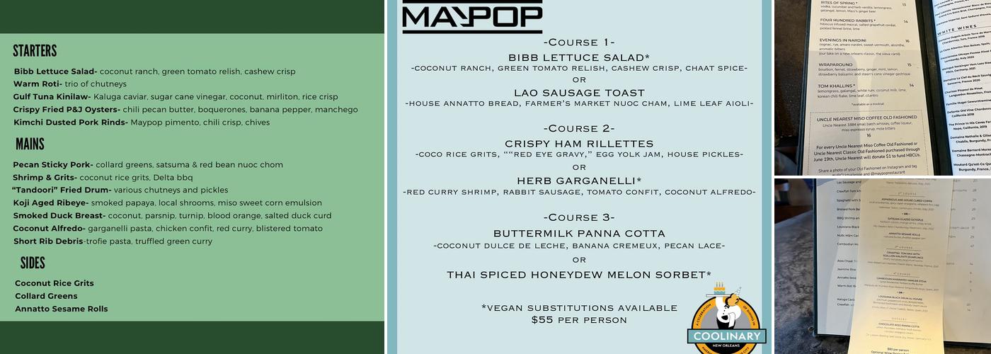 Maypop Menu