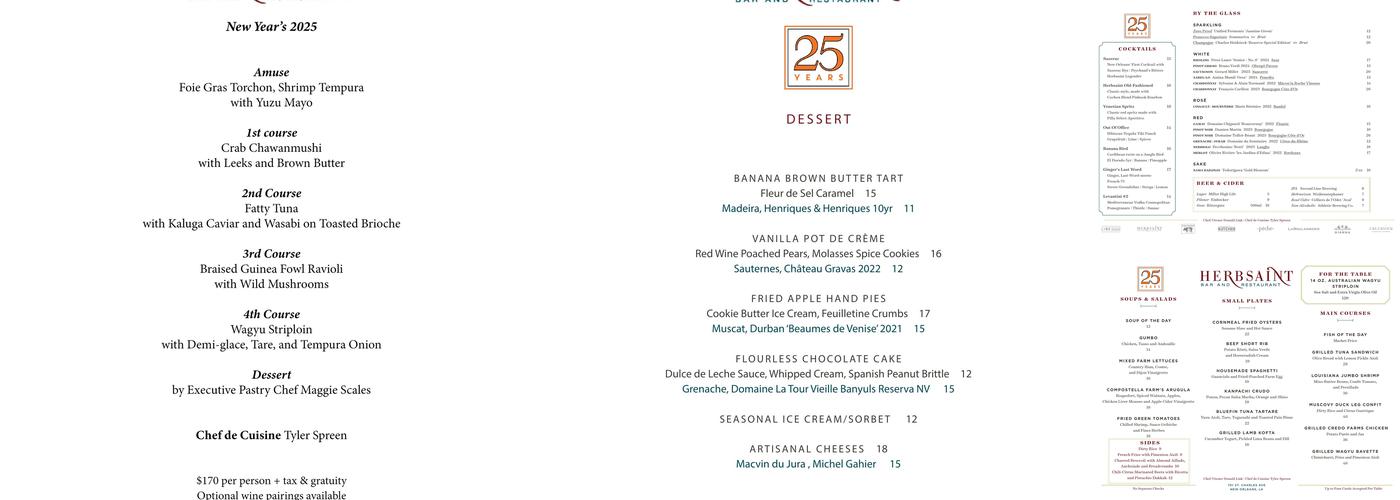 Herbsaint Menu