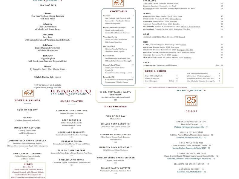 Herbsaint Menu