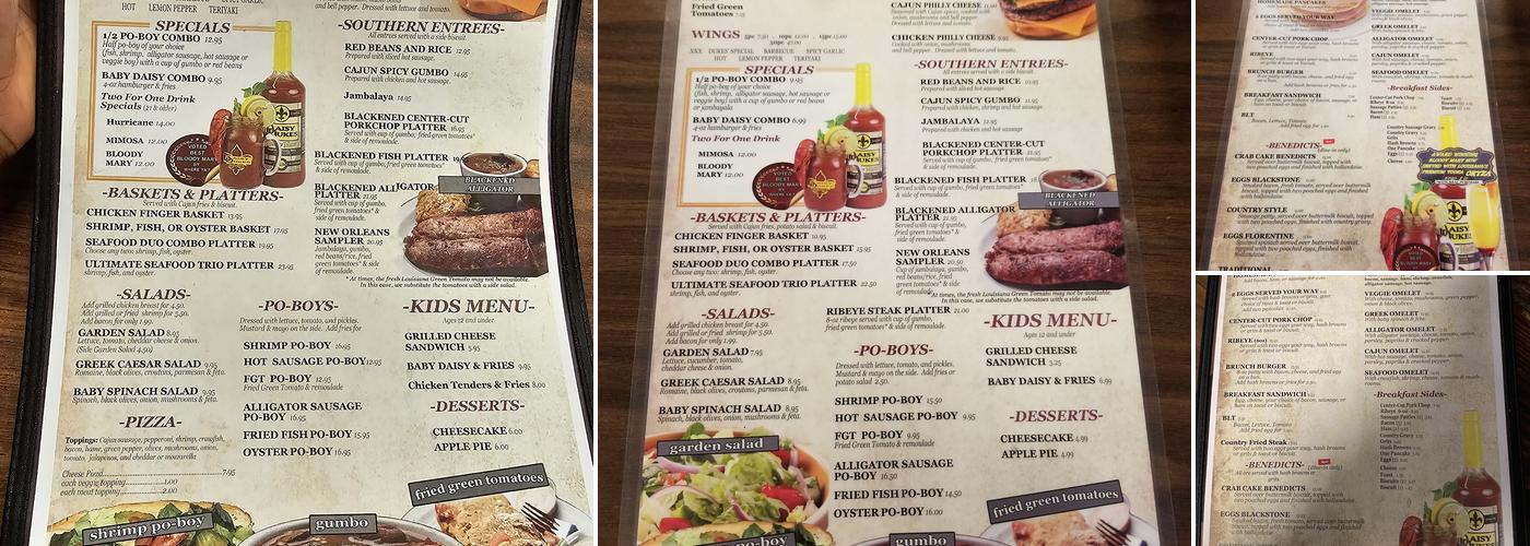 Daisy Dukes Cafe Menu