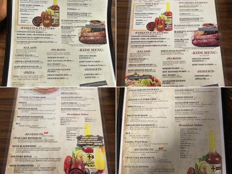 Daisy Dukes Cafe Menu