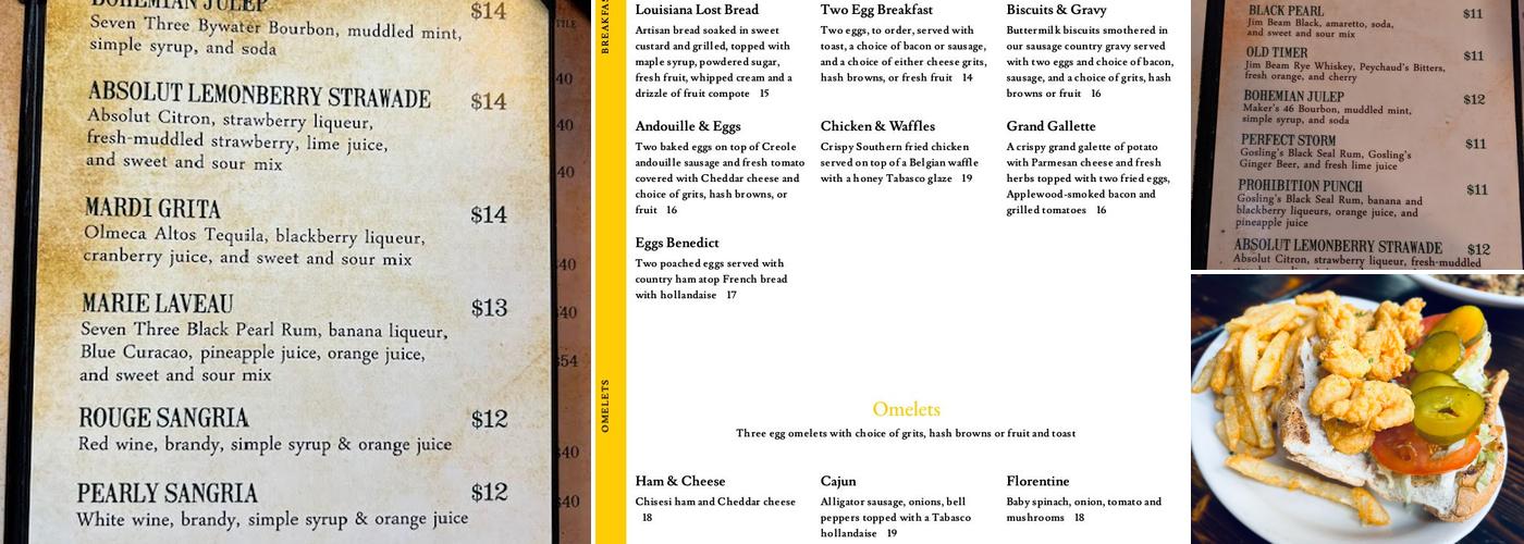 The Original Pierre Maspero's Menu