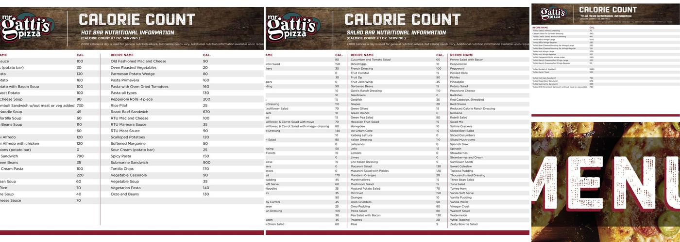 Mr Gatti's Pizza Menu