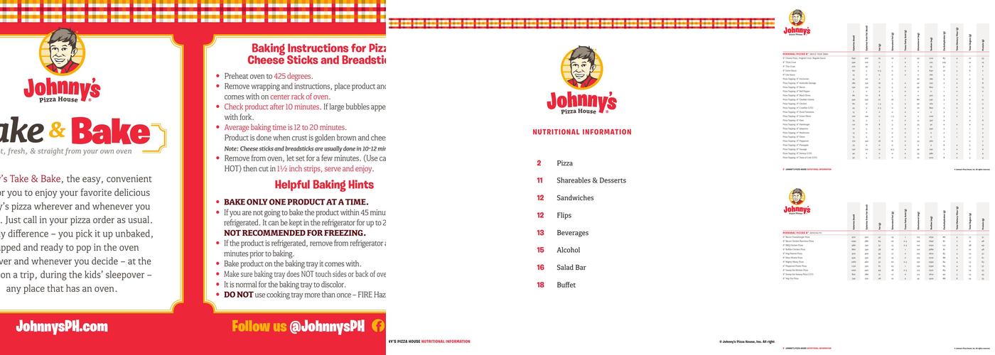 Johnny’s Pizza House Menu