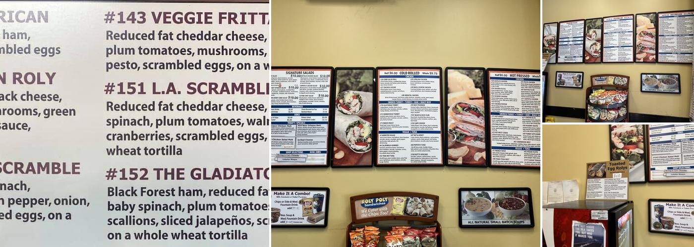 Roly Poly Sandwiches Menu