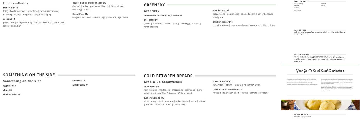 Milford's on Third Menu