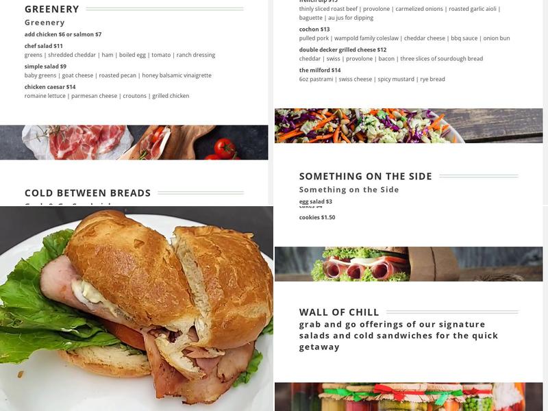 Milford's on Third Menu