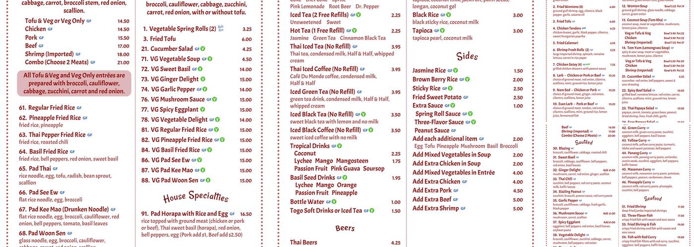 Thai Pepper Menu