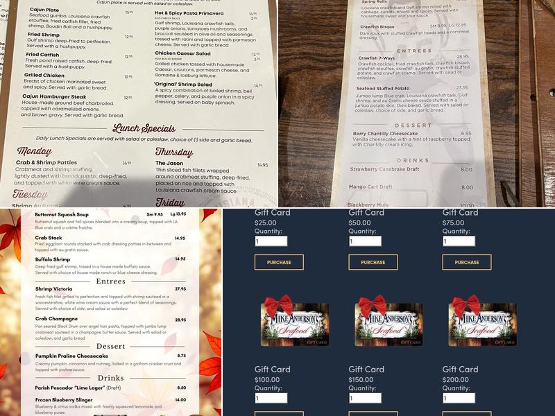 Mike Anderson's - Baton Rouge Menu