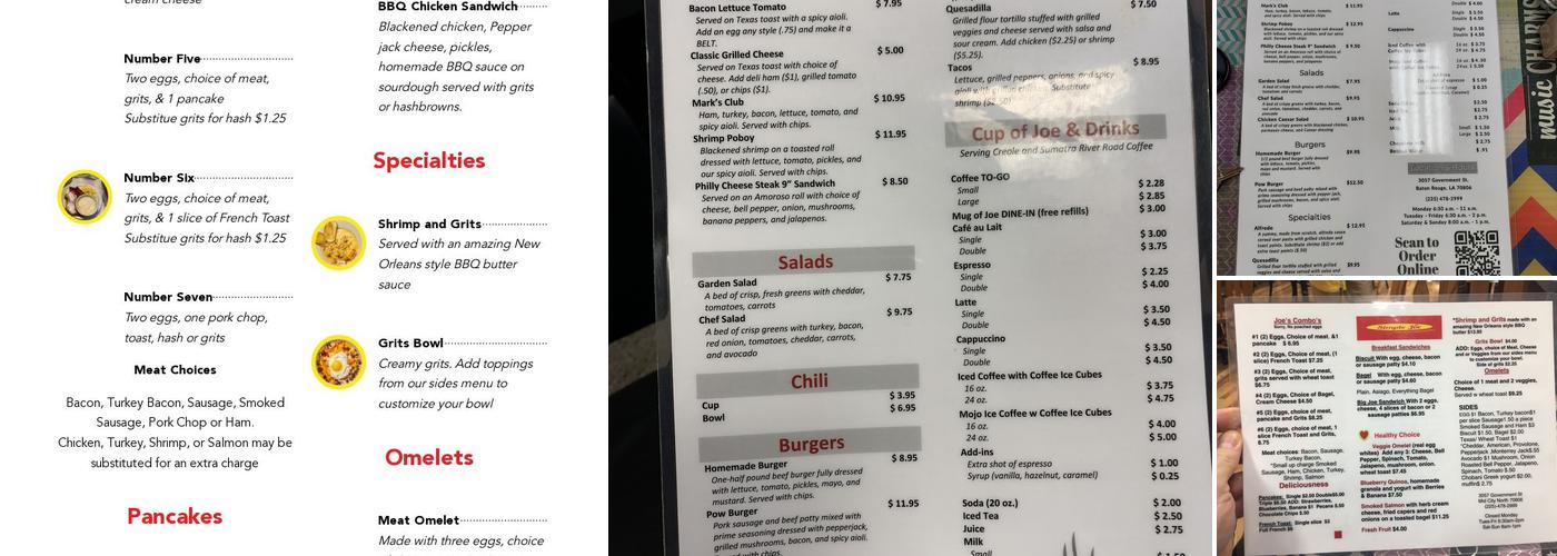 Simple Joe Cafe Menu