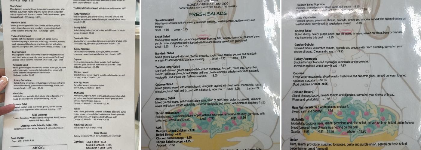 Heather V's Cafe Menu