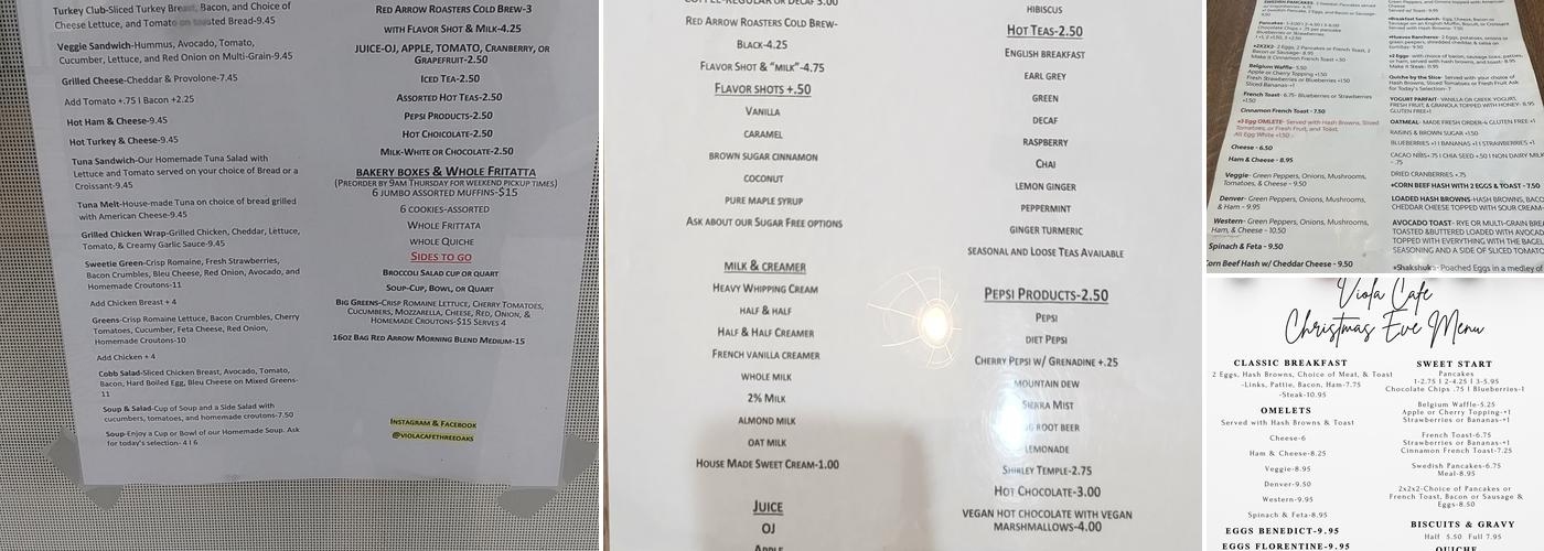 Viola Cafe Menu
