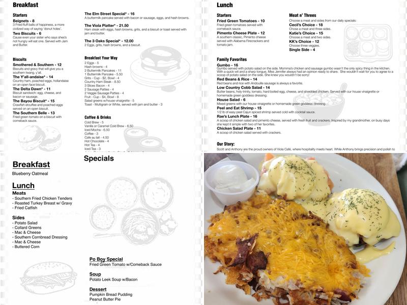 Viola Cafe Menu