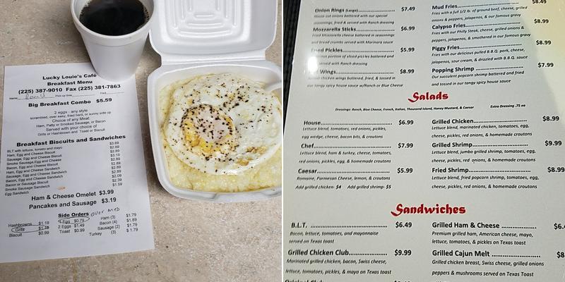 Lucky Louie's Cafe Menu