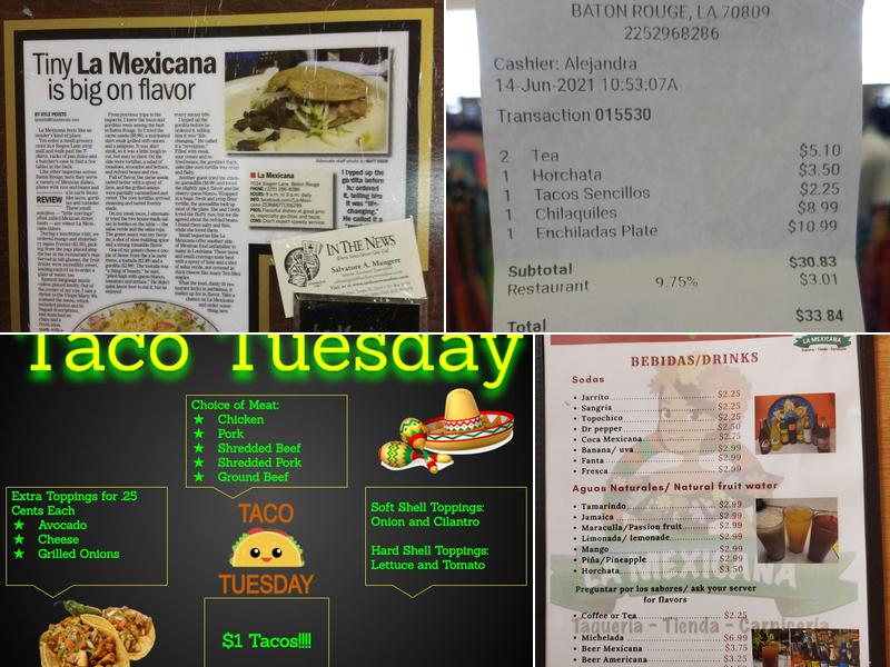 La Mexicana Menu